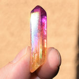 Cherry Lemonade Rainbow Flame Aura Quartz Perfect Pendant 20" Silver Chain