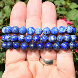 Premium CHARGED Natural Lapis Lazuli Crystal 8mm Bead Bracelet Stretchy