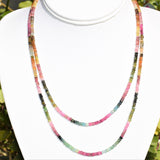 Charged Faceted Rainbow Tourmaline Necklace Adjustable 17" - 19.5" 925 SS 3mm