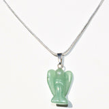 Green Aventurine Crystal Angel Pendant + 20" Silver Chain