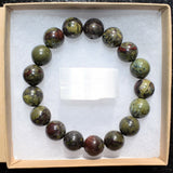 CHARGED Dragon's Blood Jasper 12mm Bead Bracelet Tumble Polished Stretchy REIKI