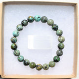 Premium CHARGED Natural African Turquoise Crystal 8mm Bead Bracelet Stretchy