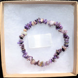 Premium CHARGED Charoite Crystal Chip Bead Bracelet Stretchy ENERGY REIKI