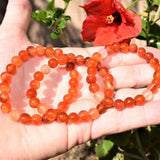 Premium CHARGED Carnelian Agate Crystal 8mm Bead Bracelet Stretchy ENERGY REIKI