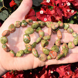 CHARGED Salmon Unakite Jasper Bracelet Tumble Polished Stretchy ENERGY REIKI