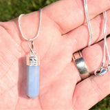 CHARGED Faceted Peruvian Angelite Crystal Perfect Pendant + 20" Chain