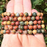 Premium CHARGED Natural Picasso Jasper / Marble Crystal 8mm Stretchy Bracelet