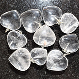 CHARGED Amplifier Clear Quartz Crystal Heart Perfect Pendant + 20" Chain