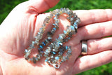 CHARGED Labradorite Crystal Chip Necklace + 18" Healing Energy LOTS OF FLASH!!!