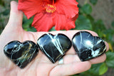 [1] LG Black Onyx Crystal Puffy Heart / Palm Stone Reiki ZENERGY GEMS