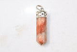 Faceted Himalayan Sunstone Crystal Point Pendant + 20" Silver Chain REIKI