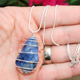 Brazilian Sodalite Crystal Perfect Pendant 20" Silver Chain ENERGIZING!