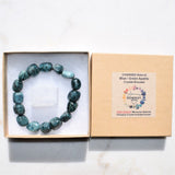 Premium CHARGED Natural Blue Green Apatite Crystal Nugget Stretchy Bracelet