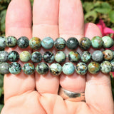 Premium CHARGED Natural African Turquoise Crystal 8mm Bead Bracelet Stretchy