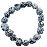 CHARGED Snowflake Obsidian Crystal Bracelet Tumble Polished Stretchy REIKI WOW!