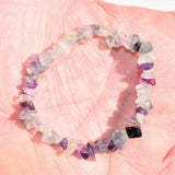 Premium CHARGED Rainbow Fluorite Crystal Chip Stretchy Bracelet REIKI Energy