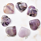 Himalayan Amethyst Crystal Heart Pendant + 20" Silver Chain