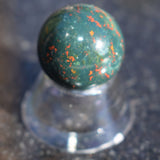 CHARGED Bloodstone Hand-Polished Sphere Perfect Pendant + 20" Silver Chain