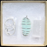 CHARGED Brazilian Amazonite Crystal Perfect Pendant EMPOWERS + 20" Silver Chain