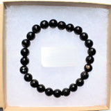 Premium CHARGED Black Tourmaline Crystal 8mm Bead Bracelet Stretchy ENERGY REIKI