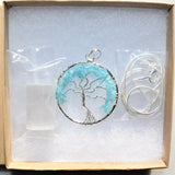 CHARGED Natural Blue Apatite Tree of Life Perfect Pendant 20" Silver Chain