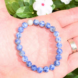 CHARGED Premium Sodalite Crystal Bead Bracelet Stretchy Healing Energy REIKI