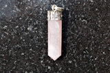 Faceted Himalayan Rose Quartz Crystal Point Pendant + 20" Silver Chain