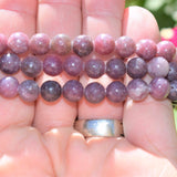 Premium CHARGED Lepidolite Crystal 8mm Bead Bracelet Stretchy ENERGY REIKI