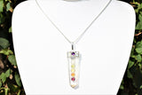 CHARGED 7 Chakra Amplifier Clear Quartz Crystal Perfect Pendant + 20" Chain WOW