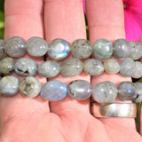 CHARGED 6" Labradorite Crystal Bracelet Tumble Polished Stretchy ENERGY REIKI