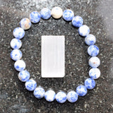 CHARGED Premium Sodalite Crystal Bead Bracelet Stretchy Healing Energy REIKI