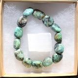 CHARGED African Turquoise Bracelet Tumble Polished Stretchy ENERGY REIKI