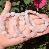 CHARGED Rose Quartz Crystal Bracelet Tumble Polished Stretchy Love Energy REIKI