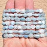 Premium CHARGED Natural Aquamarine Crystal Bracelet Stretchy ENERGY REIKI