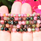 Premium CHARGED Rainbow Tourmaline Crystal 5mm Bead Bracelet Stretchy ENERGY