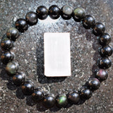 CHARGED Goldsheen Rainbow Obsidian Crystal 8mm Bead Bracelet Stretchy ENERGY