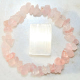 Premium CHARGED Rose Quartz Crystal Chip Stretchy Bracelet Healing REIKI Energy!