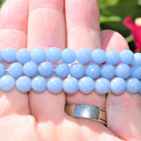 Premium CHARGED Angelite Crystal 8mm Bead Bracelet Stretchy ENERGY REIKI