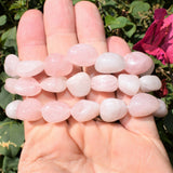 CHARGED Rose Quartz Crystal Bracelet Tumble Polished Stretchy Love Energy REIKI