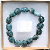 Premium CHARGED Natural Blue Green Apatite Crystal Nugget Stretchy Bracelet