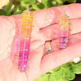 Cherry Lemonade Rainbow Flame Aura Quartz Perfect Pendant 20" Silver Chain