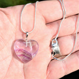 CHARGED Sterling Silver Rainbow Fluorite Heart Perfect Pendant + 20" Chain