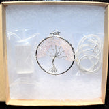 CHARGED Natural Rose Quartz Tree of Life Perfect Pendant REIKI 20" Silver Chain