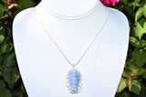 Angelite Angel Pendant Hand-carved Angelite Crystal + 20" Silver Chain