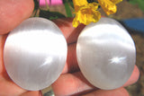 [2] 2" SELENITE POCKET PALM WORRY STONE Healing Crystal Reiki - ZENERGY GEMS