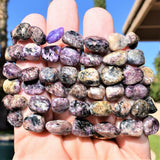 CHARGED Natural Charoite Crystal Nugget Bead Bracelet Stretchy ENERGY REIKI