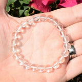 Premium CHARGED Amplifier (Clear) Quartz Crystal 8mm Bead Bracelet Stretchy