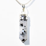 Faceted Rainbow Moonstone Crystal Point Pendant + 20" Silver Chain REIKI
