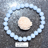 Premium CHARGED Angelite Crystal 8mm Bead Bracelet Stretchy ENERGY REIKI