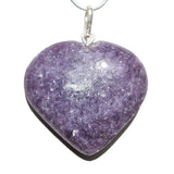 Soothing Himalayan Lepidolite Crystal Heart Perfect Pendant + 20" Chain